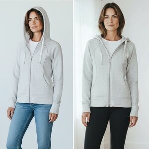 Lululemon Plush Scuba Full Zip Light Heathered Gray Glitter Trim Hoodie Women 4